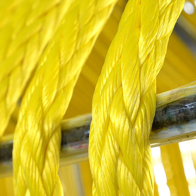 Желтый цвет 12 нитей UHMWPE сплетённая веревка с сплетённым глазом 26 ммx250 м