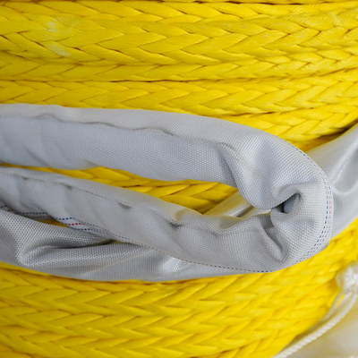 Желтый цвет 12 нитей UHMWPE сплетённая веревка с сплетённым глазом 26 ммx250 м