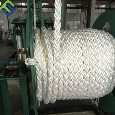Белая веревочка полиэстера 8 стренг линия кудели 25mm до 160mm причаливая для шлюпки